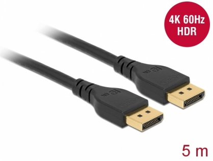 Cablu Displayport 4K@60Hz T-T 5m Negru, Delock 85912